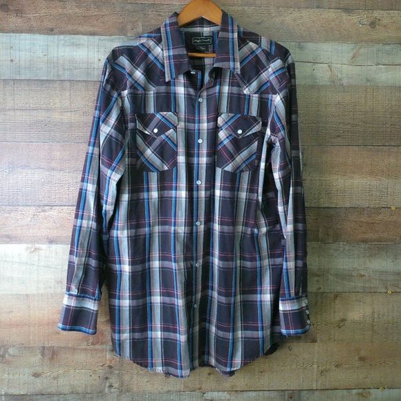 High Noon pearl snap shirt large used  but in good shape as is buyer pays shippi - Picture 10 of 12